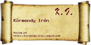 Körmendy Irén névjegykártya