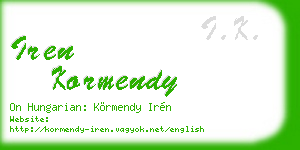 iren kormendy business card
